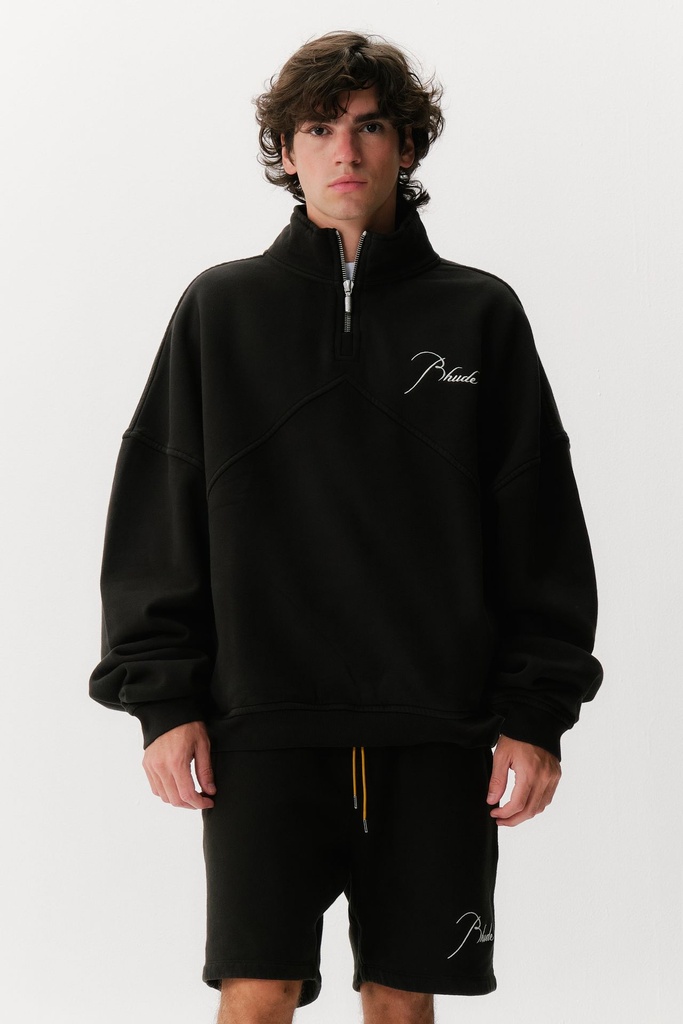 CHECK QUARTER ZIP ×1 / PRETO